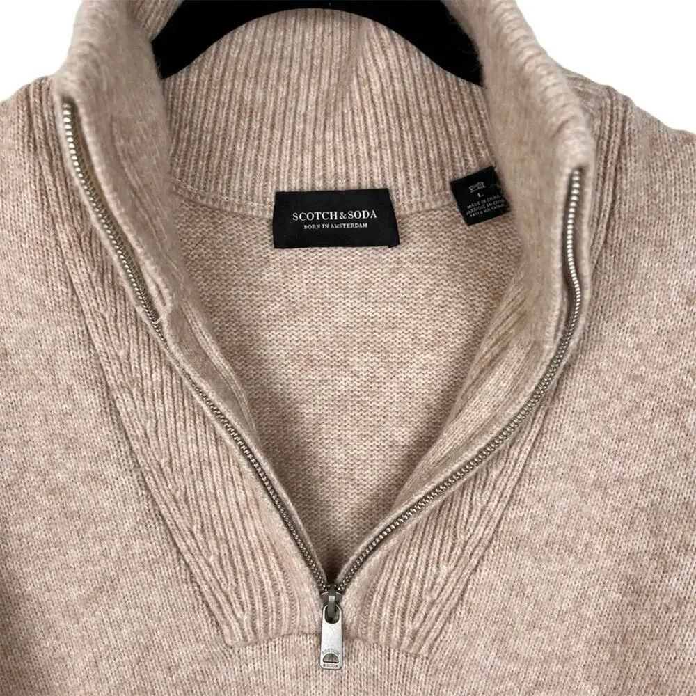 Scotch & Soda Wool Alpaca Blend Half-Zip Pullover Sweater Large